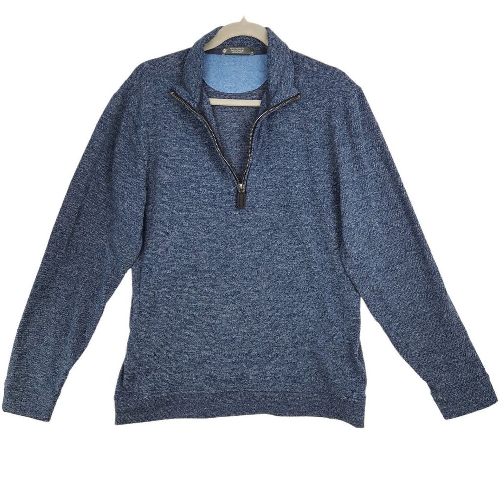 Member's Mark‎ Men's Size Medium 1/4 Zip Pullover Blue White Long Sleeve Casual